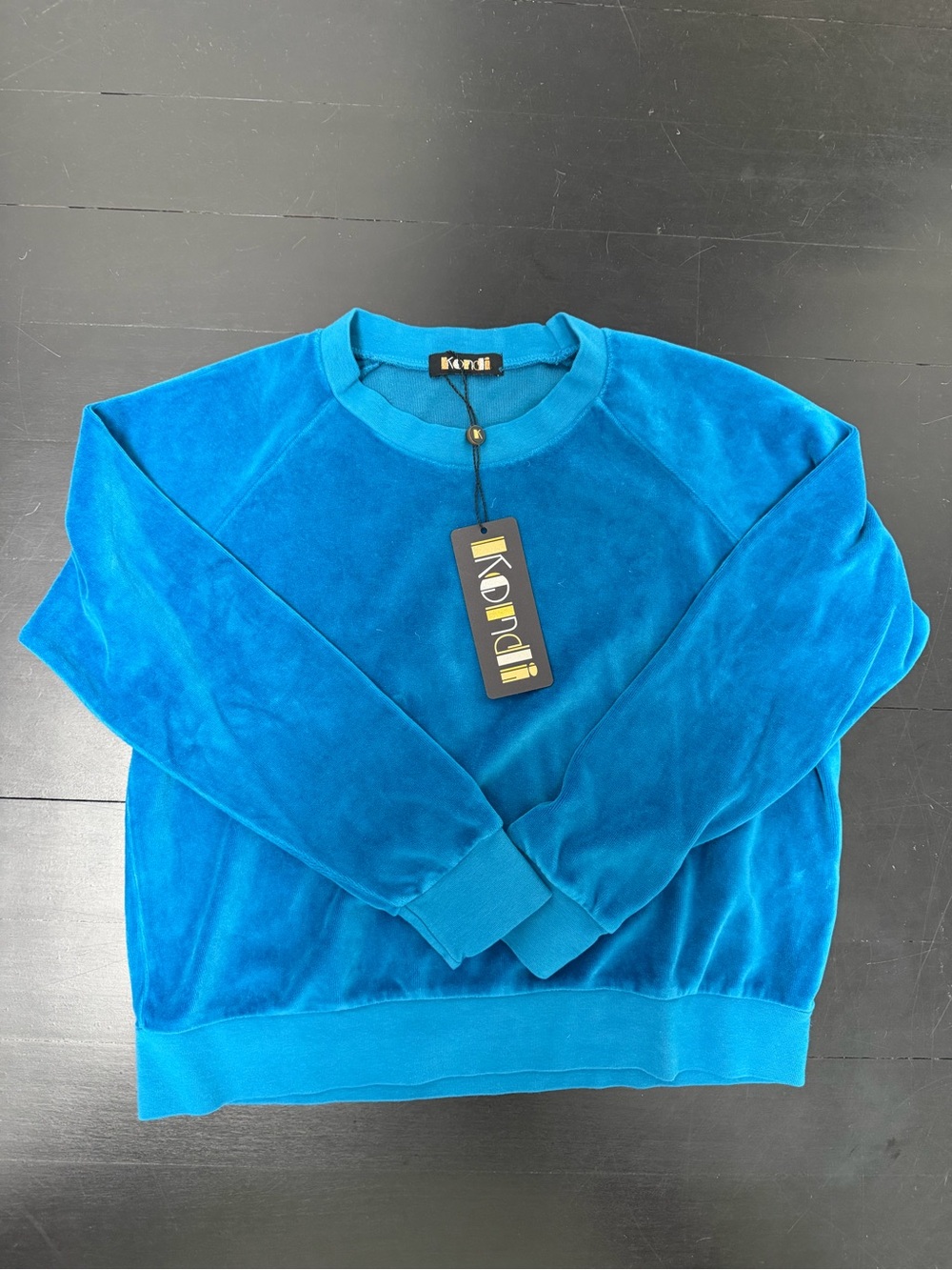 Suzie Kondi kids Teal Blue Velour Crewneck Sweater and matching pants